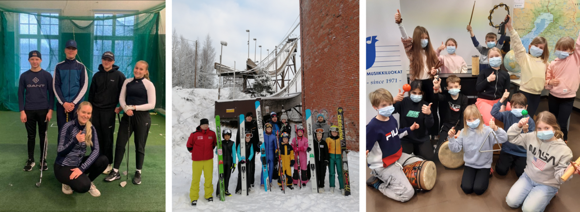 Kilpajunioreiden terveiset talvihallilta, mäkijaoston junioreita ja valmentajia viime talvelta, 3M-luokkalaisia